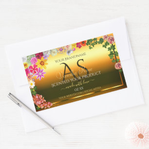 Farbige Blume und Initialen des Orange Product Lab Rechteckiger Aufkleber