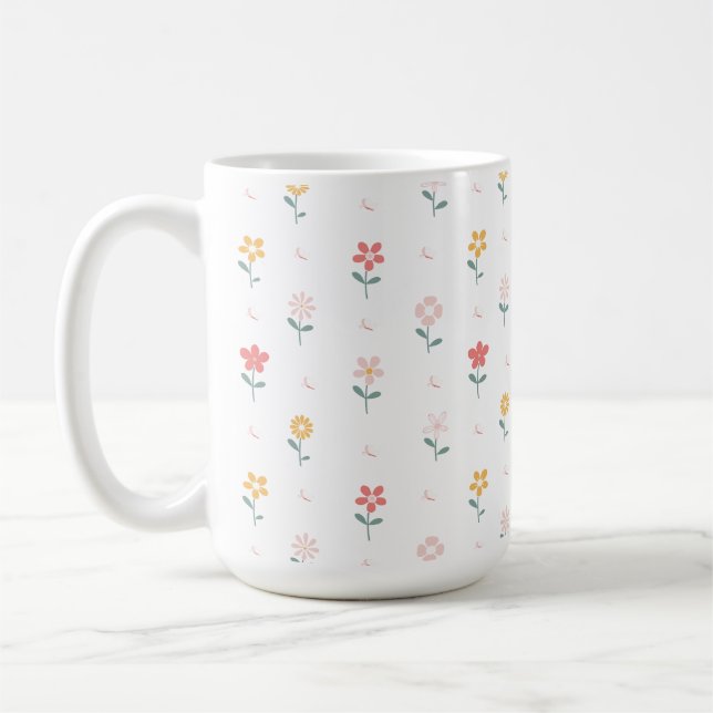 Farbige Blume und Schmetterlingsmuster Kaffeetasse (Links)