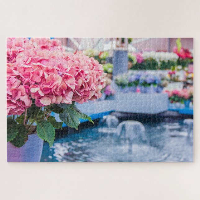 Farbige Blume und Springbrunnen Puzzle (Horizontal)