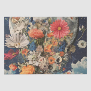 Farbige Blume unter Vollmond Seidenpapier