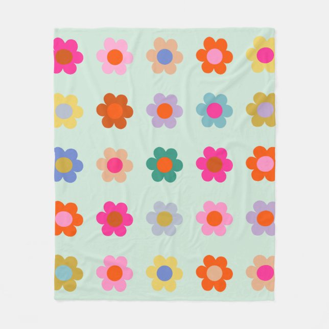 Farbige Blume Vintag Fleecedecke (Vorderseite)
