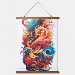 Farbige Blume Wandteppich Mit Holzrahmen