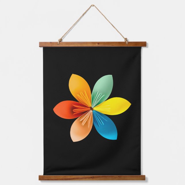 Farbige Blume Wandteppich Mit Holzrahmen (Vorderseite)