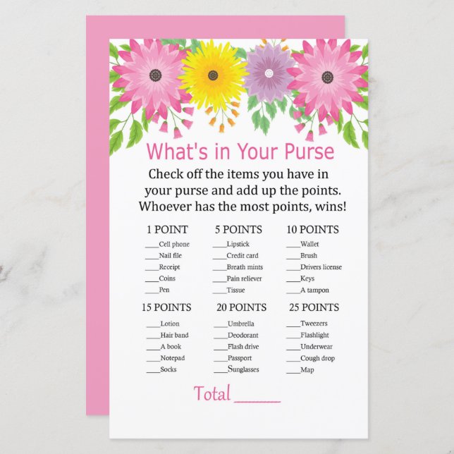 Farbige Blume Was ist in deinem Geldspiel? (Vorne/Hinten)