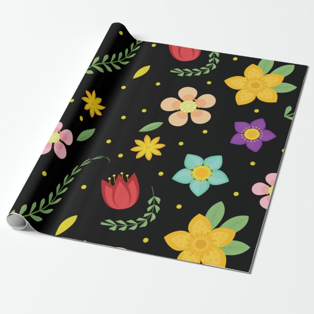 Farbige Blume Wasserfarbe Niedlich Geschenkpapier (Ungerollt)