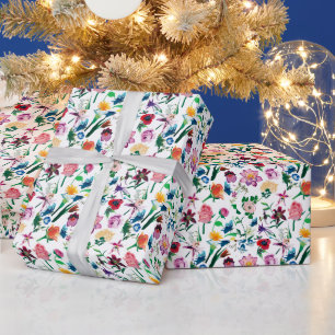 Farbige Blume Weißer Hintergrund Geschenkpapier