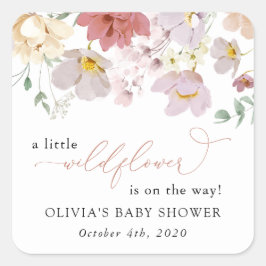 Farbige Blume, Wildblumen, Boho, Babydusche Quadratischer Aufkleber