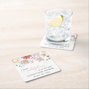 Farbige Blume, Wildblumen, Boho, Babydusche Rechteckiger Pappuntersetzer