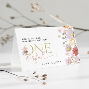 Farbige Blume, Wildblumen, erster Geburtstag Dankeskarte