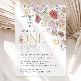 Farbige Blume, Wildblumen, erster Geburtstag Einladung