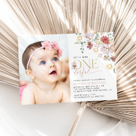 Farbige Blume, Wildblumen, erster Geburtstag Einladung