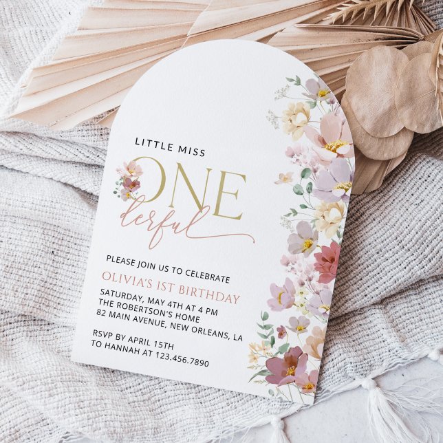 Farbige Blume, Wildblumen, erster Geburtstag Einladung (Von Creator hochgeladen)