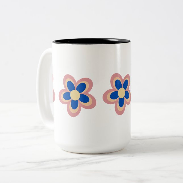 Farbige Blume Zweifarbige Tasse (Vorderseite Links)