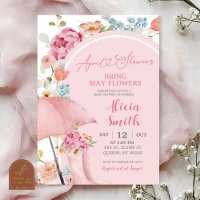 Farbige Blumen-April-Schirm-Baby-Shower-Einladung