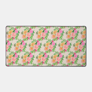 Farbige Blumen auf Hellbeige Schreibtischunterlage