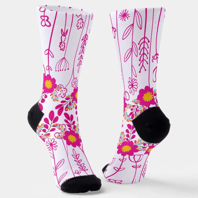 Farbige Blumen Designed  Socken (Gewinkelt)