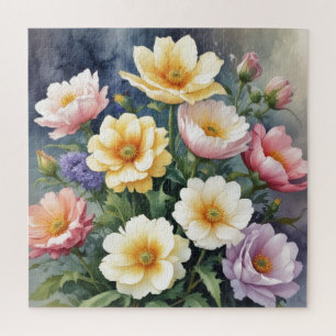 Farbige Blumen Elegante Aquarellmalerei Puzzle