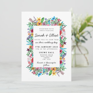 Farbige Blumen Hochzeitseinladung Einladung
