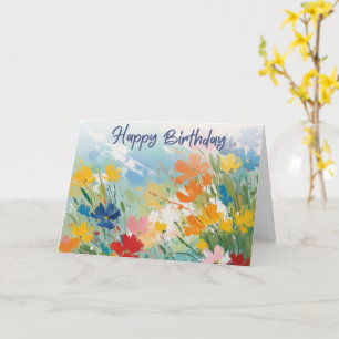 Farbige Blumen Hübsche Blumen Glücklicher Geburtst Karte
