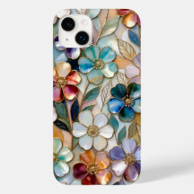 Farbige Blumen iPhone-Hülle Gold Pastellblumen
