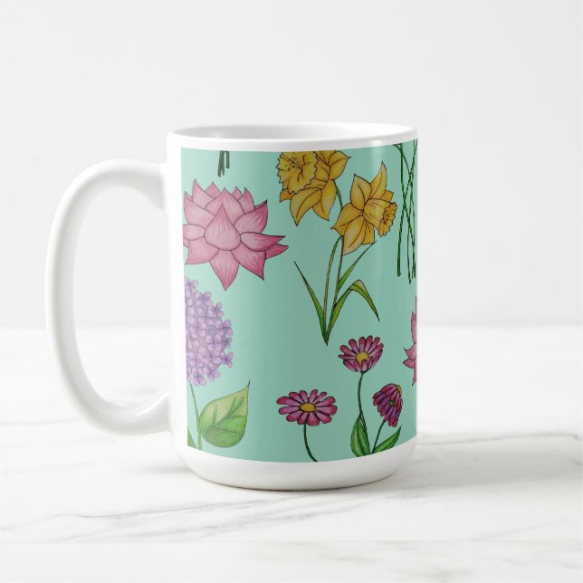 Farbige Blumen Kaffeetasse (Links)