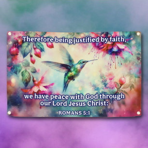 Farbige Blumen-Kolibri christliche KJV-Bibel Banner