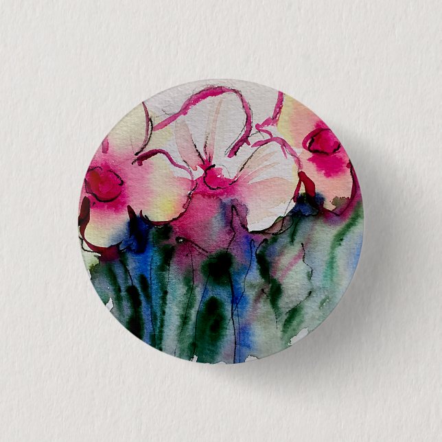 Farbige Blumen Kunst Knopf Button (Vorderseite)
