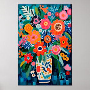 Farbige BLUMEN MATISSE Inspirierter POSTER – Einzi