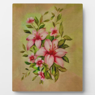 Farbige Blumen, mit Acrylfarbe auf Hintergrund gem Fotoplatte