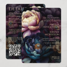 Farbige Blumen mit QR-Code in düsterer Stimmung