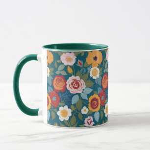 Farbige Blumen mit Rosen und Wildblumen Tasse