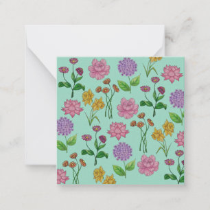 Farbige Blumen Mitteilungskarte