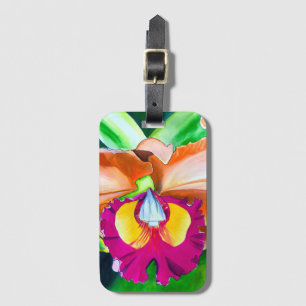 Farbige Blumen-Orchideen-Aquarell-Kunst Gepäckanhänger