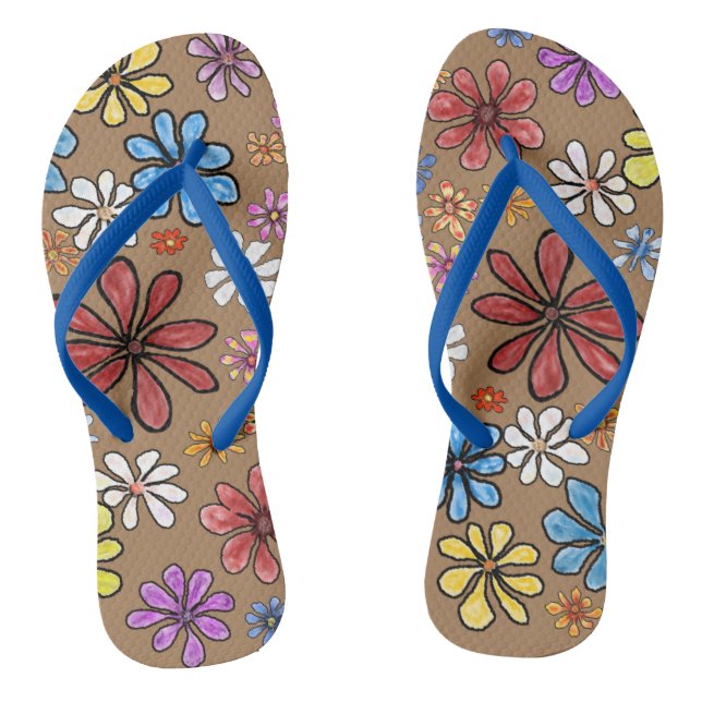 Farbige Blumen-Paar Flip Flops (Fußbett)