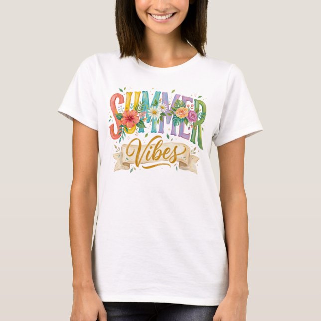 FARBIGE BLUMEN-SOMMER-VIBES T-Shirt (Vorderseite)