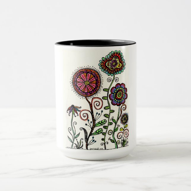 Farbige Blumen-Trio-Originalvorlage-Kaffeetasse Tasse (Zentrum)