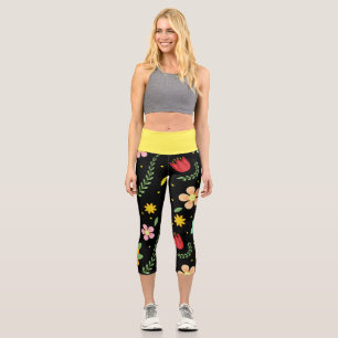 Farbige Blumen Wasserfarbe Cute Capri Leggings