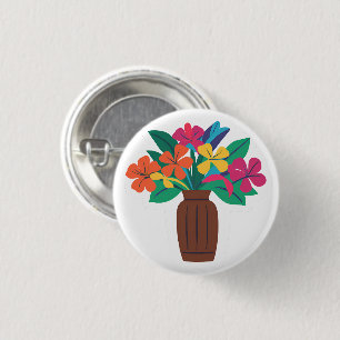 Farbige Blumenanordnung Button