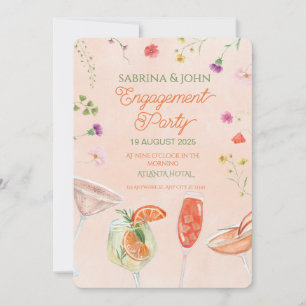 Farbige Blumenaquarell-Engagement-Party Einladung