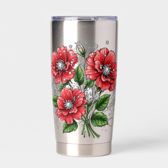 Farbige Blumenbouquet Thermobecher (Vorderseite)
