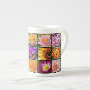 Farbige Blumencollage Knochen China Tasse