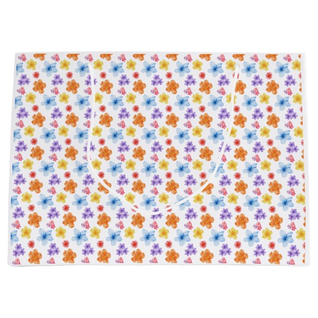 Farbige Blumendrucke Große Geschenktüte (Vorderseite)