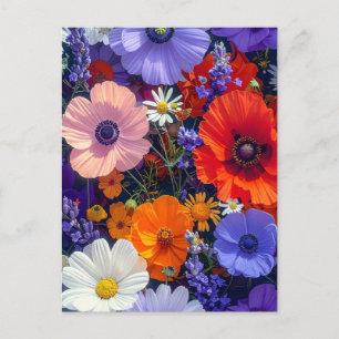 Farbige Blumenfelder Postkarte