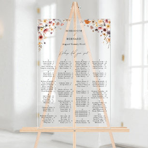 Farbige, blumengeschmückte Hochzeitskizze Acrylschild