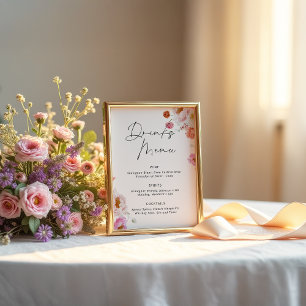 Farbige Blumengetränkekarte Brautparty Poster