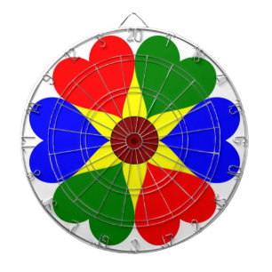 FARBIGE BLUMENHERZEN DARTSCHEIBE