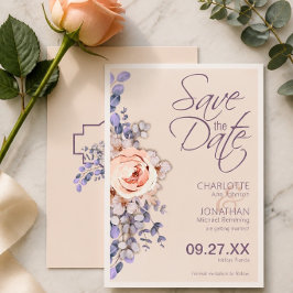 Farbige Blumenhochzeit Peach Save the Date Card
