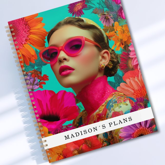 Farbige Blumenkunst-Frau Planer (Custom Colorful Floral Art-Woman Planner with your Name or Text)