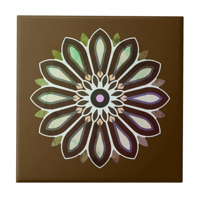 FARBIGE BLUMENKUNST GESCHENK TOCHTER MUTTER CHEFIN FLIESE (Vorderseite)