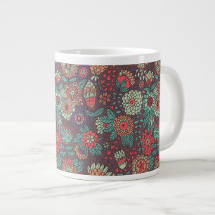 Farbige Blumenmuster im Stil des Cartoon Jumbo-Tasse